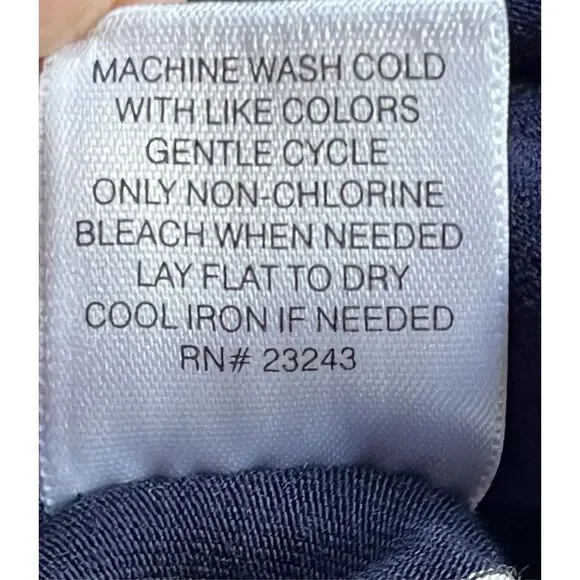 Womens New York & Co Surplice Cross-over Tank Top Blouse  - Sz Med - Navy & Whit - Picture 9 of 10